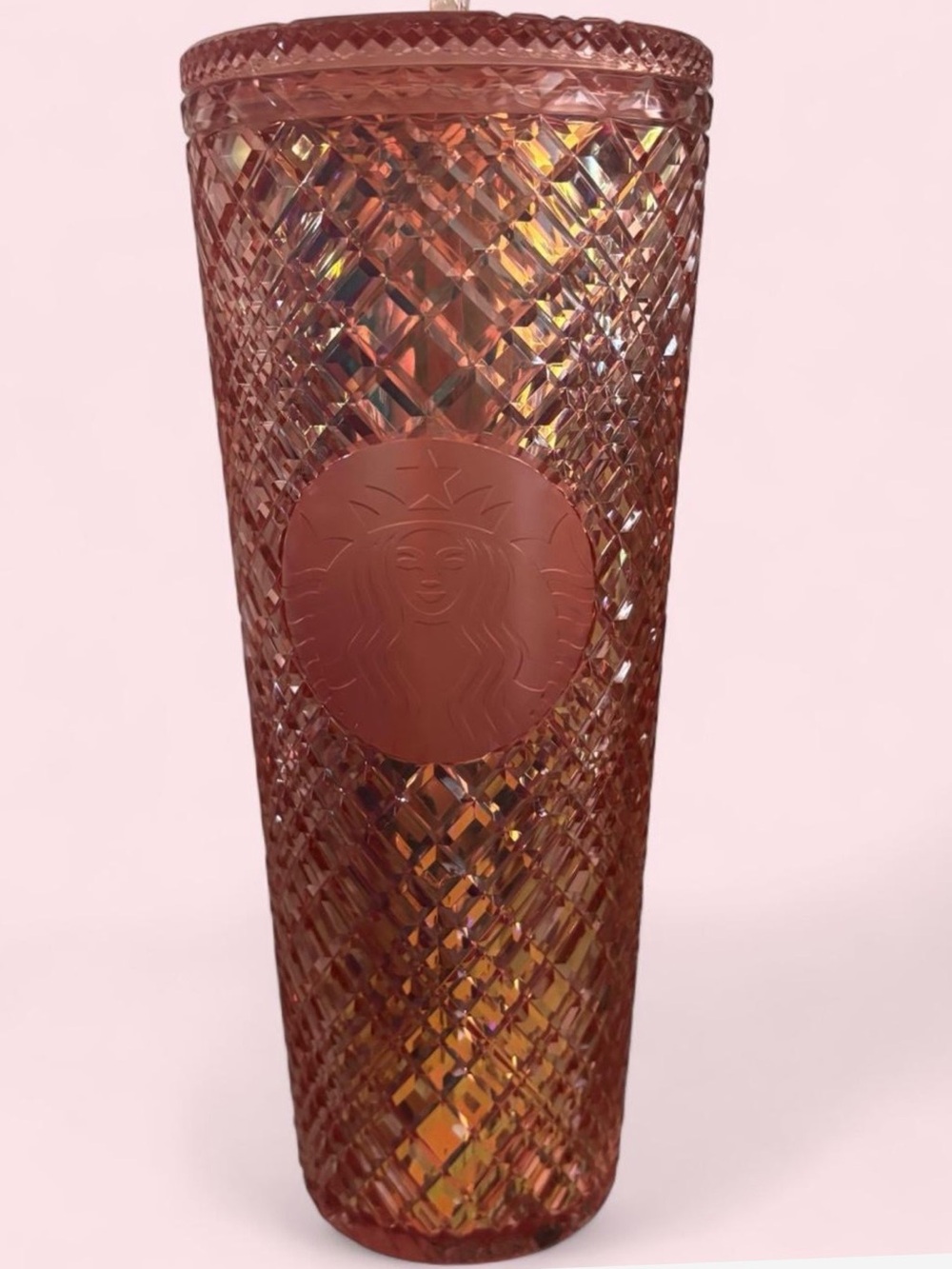 Starbucks Rose Iridescent Diamond-Pattern Cold Cup